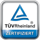 Blaues TÜV Rheinland Logo mit Aufschrift ‚Zertifiziert‘ als Qualitätsnachweis für geprüfte Sicherheit und Standards