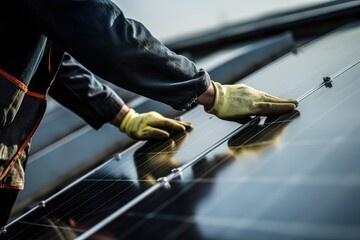Rauchfangkehrermeister Markus Grießer kontrolliert Solarmodule einer Photovoltaikanlage auf einem Hausdach in Burgenland