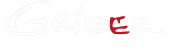 Firmenlogo Grießer Rauchfangkehrermeister in schwarzer und roter Schrift, modernes Design auf transparentem Hintergrund