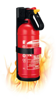 Kleiner BAVARIA Feuerlöscher vom Typ Tigris mit Halterung, ideal für Fahrzeuge und Haushalte, für Brandklassen A und B geeignet